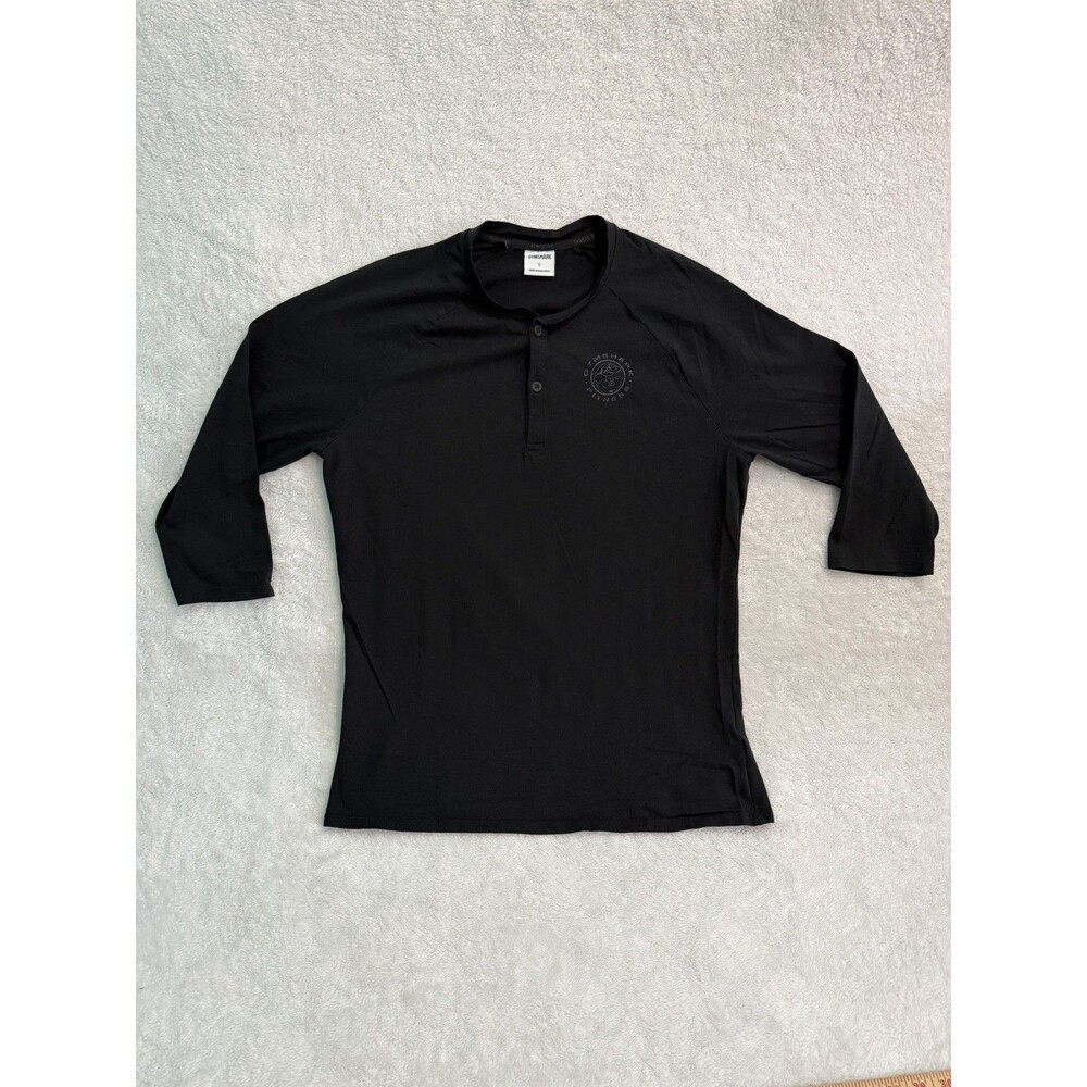 Gymshark Legacy Henley Shirt Men’s Large Black 3/4 Sleeve Raglan Athletic Tee